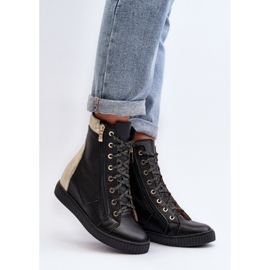 Tênis de cunha feminino Zazoo Black preto 1