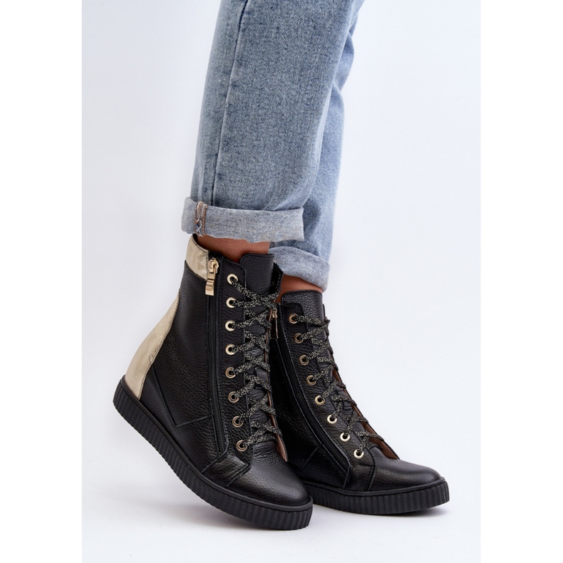 Tênis de cunha feminino Zazoo Black preto 1