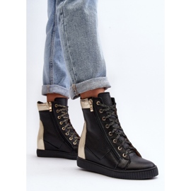 Tênis de cunha feminino Zazoo Black preto 2