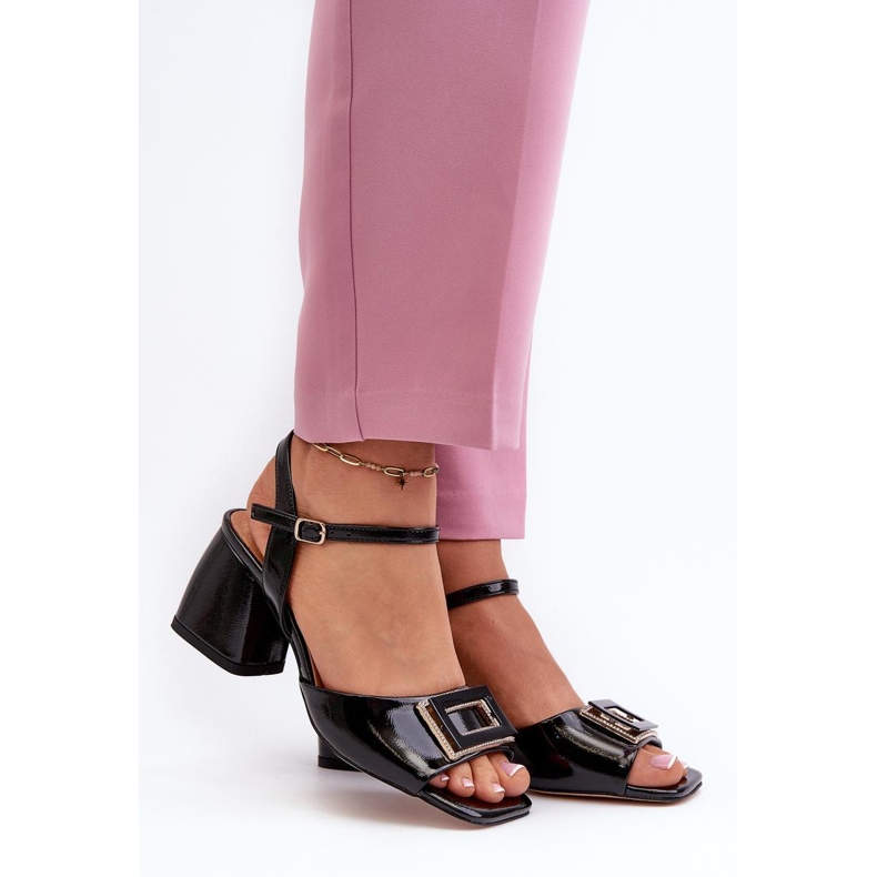 S.Barski Sandálias elegantes com salto envernizado preto 1