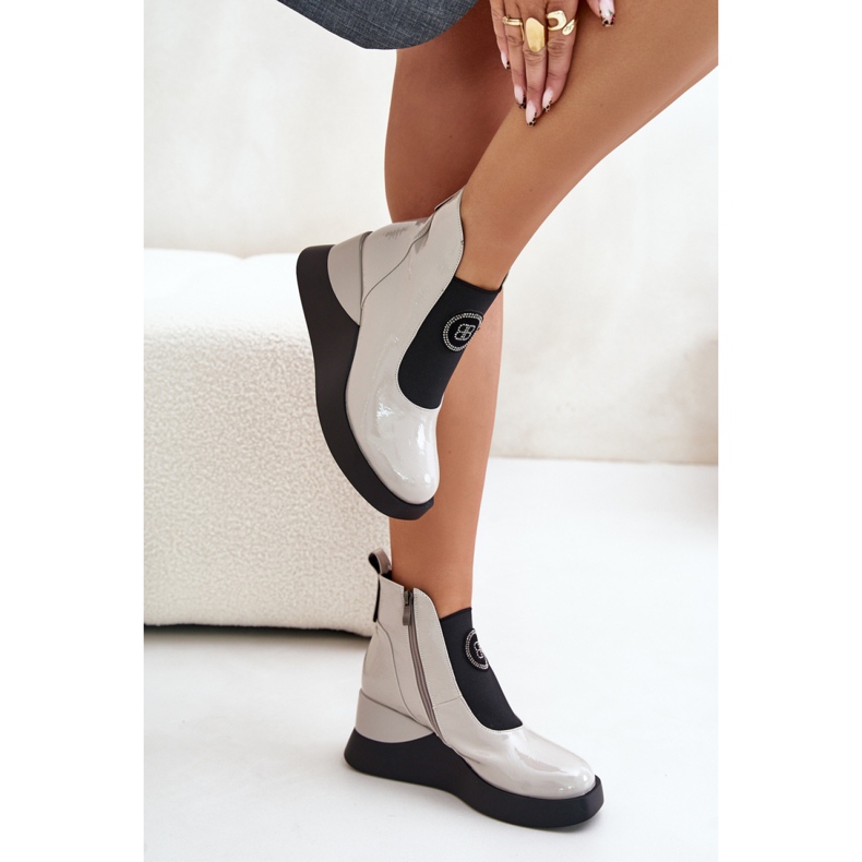 Botins femininos na plataforma S.Barski Light Grey cinza 1