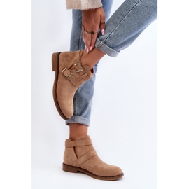 Botins femininos bege com listras decorativas 2