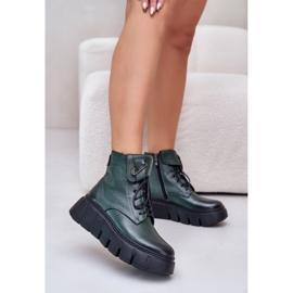 Zazoo Botas femininas com plataforma verde escuro 1