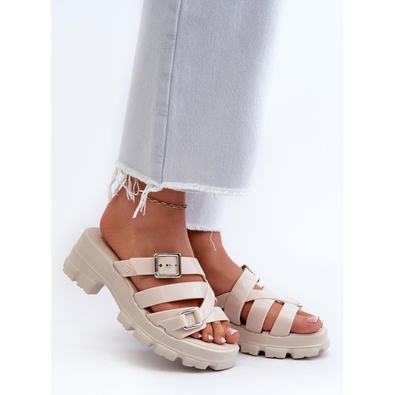 Chinelos de salto alto femininos Zaxy Light Beige bege 1