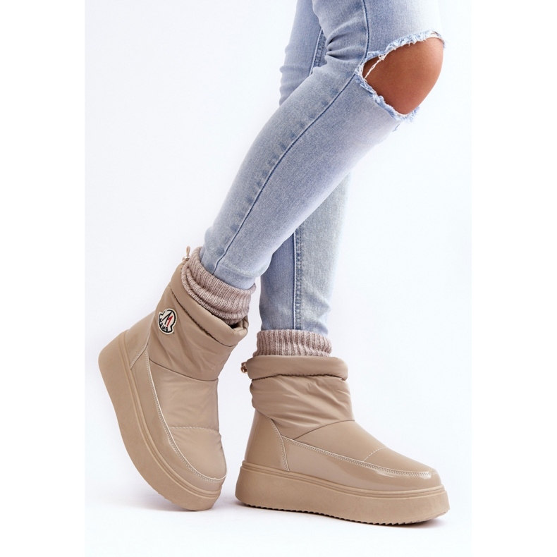 Botas femininas de neve com plataforma bege 1 Botas femininas de neve com plataforma bege 1
