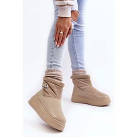 Botas femininas de neve com plataforma bege 2 Botas femininas de neve com plataforma bege 2