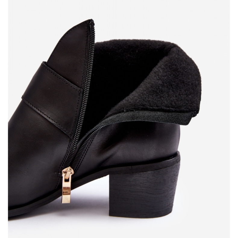 Botins femininos de salto baixo Preto 2