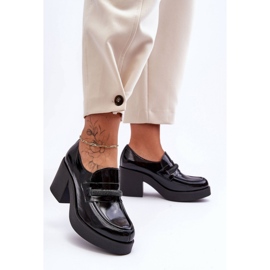 Sapatos de salto alto com decoração preta preto 1 Sapatos de salto alto com decoração preta preto 1