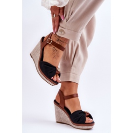 Sandálias de cunha pretas femininas preto 2