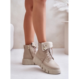 Botas plataforma femininas Zazoo Beige bege 1