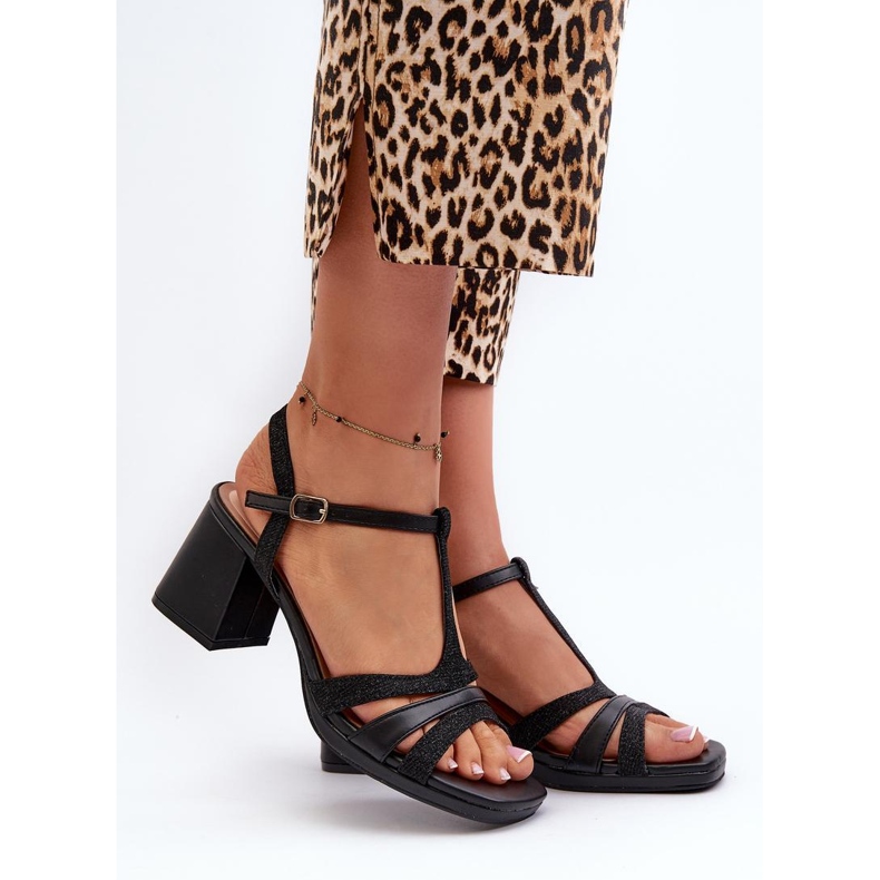 Sandálias femininas de salto alto pretas preto 1