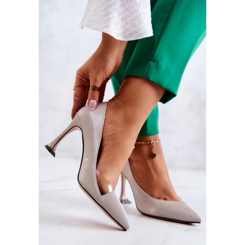 Step in style Salto alto Modelo Tamira F6102 Cinza Claro - Entre com estilo 1