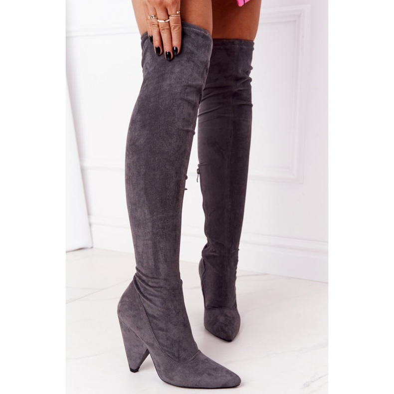 Step in style Botas Modelo Lu Boo XW37356 Camurça Cinza - Entre com estilo 1