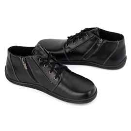 Olivier Sapatos femininos descalços de couro, levemente isolados, cano alto com zíper 787 preto 2