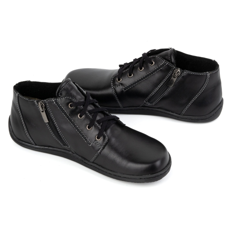 Olivier Sapatos femininos descalços de couro, levemente isolados, cano alto com zíper 787 preto 2