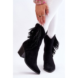 Step in style Botas cowboy Modelo Elyse HY51-88 Camurça Preta - Entre com estilo preto 1