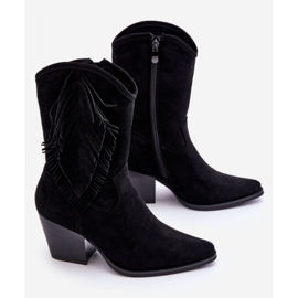 Step in style Botas cowboy Modelo Elyse HY51-88 Camurça Preta - Entre com estilo preto 2