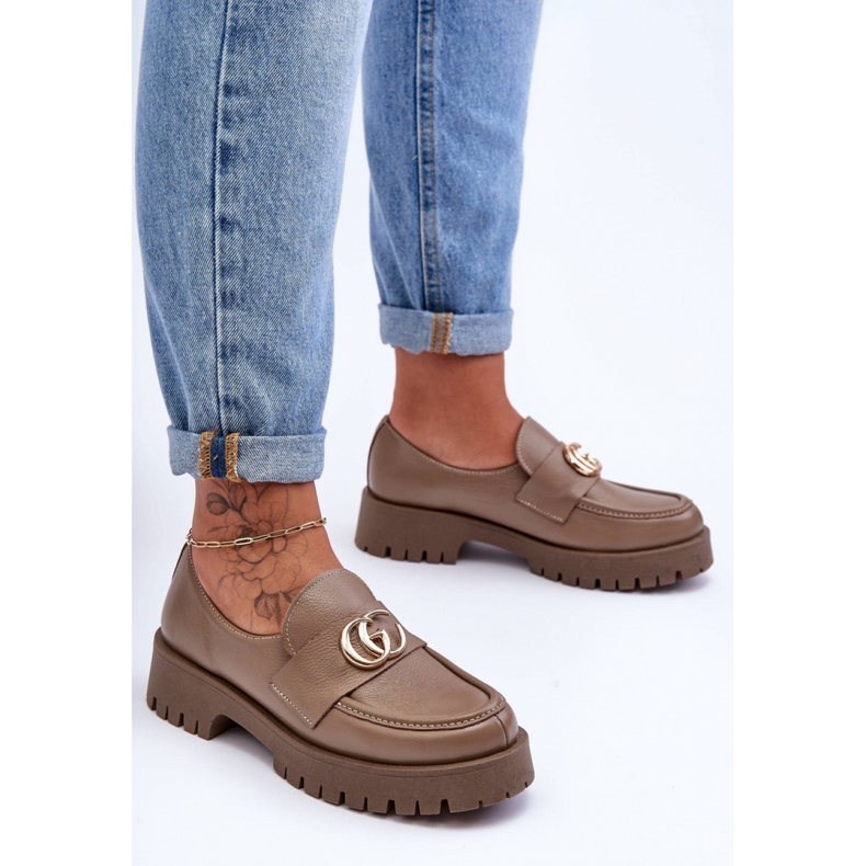 Step in style Sapatos Modelo Rosefalls 20153 Couro Bege Escuro - Entre com estilo 1