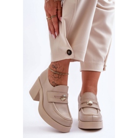 Step in style Sapatos Modelo Dunadia 20148 Couro Bege - Entre com estilo 1