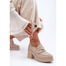 Step in style Sapatos Modelo Dunadia 20148 Couro Bege - Entre com estilo 2