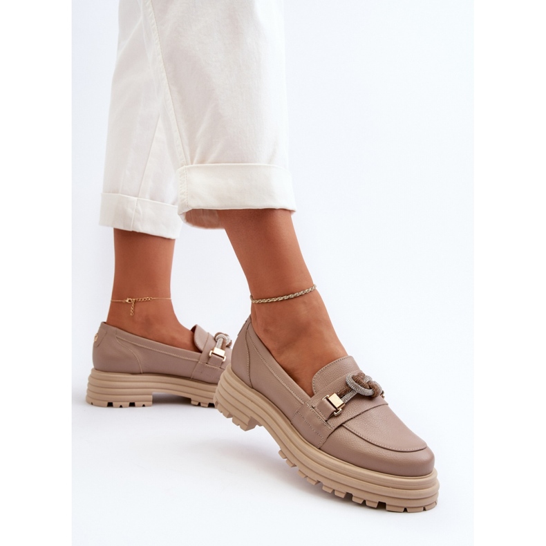 Step in style Mocassins Modelo Laura Messi 2780/252 Bege Escuro - Entre com estilo 1