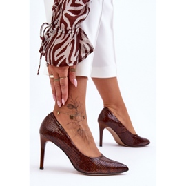 Sapatos de salto alto modelo Lewski 2659 Marrom Wąż - Step in style castanho 2