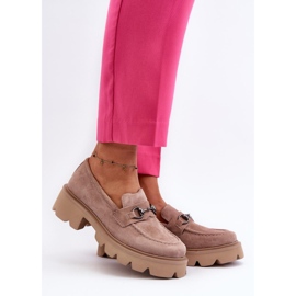 Mocassins femininos bege maciços da moda 1