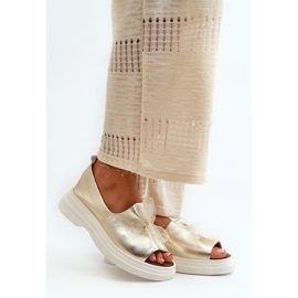 Sandálias femininas de couro natural Zazoo Gold dourado 1