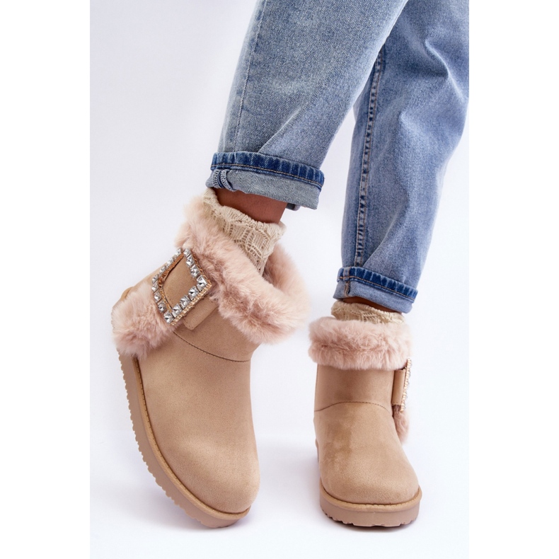 Botas de neve bege femininas da moda 1