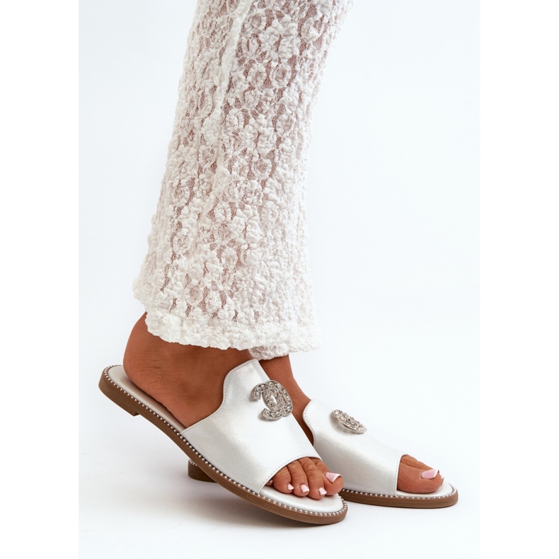 Chinelos femininos elegantes da S.Barski Silver cinza 1