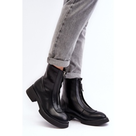 Botas femininas negras de salto baixo preto 1