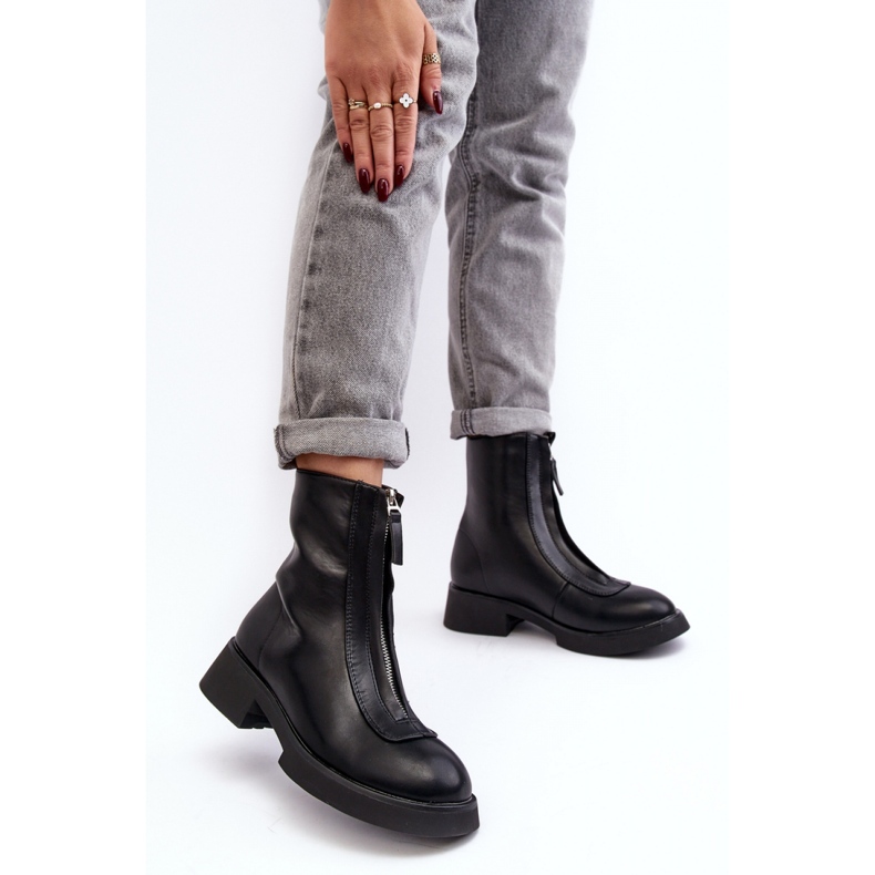 Botas femininas negras de salto baixo preto 2