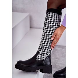 Botas femininas exclusivas com tecido preto 1 Botas femininas exclusivas com tecido preto 1