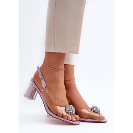 D&A Sandálias elegantes de salto alto violeta roxo 1