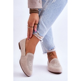 Mocassins femininos de camurça bege 1