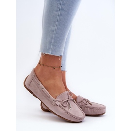 Mocassins clássicos feitos de camurça ecológica roxo 1