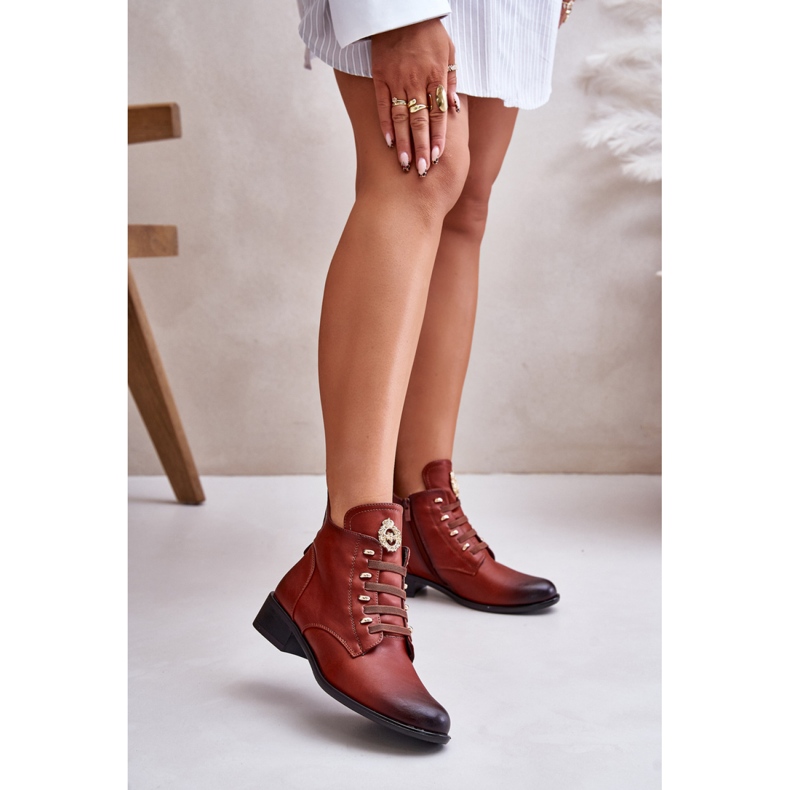 Jezzi Botas com elegante decoração marrom castanho 1 Jezzi Botas com elegante decoração marrom castanho 1