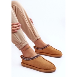 Chinelos de pele de camelo castanho 1