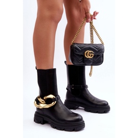 Botins slip-on com corrente preto 1