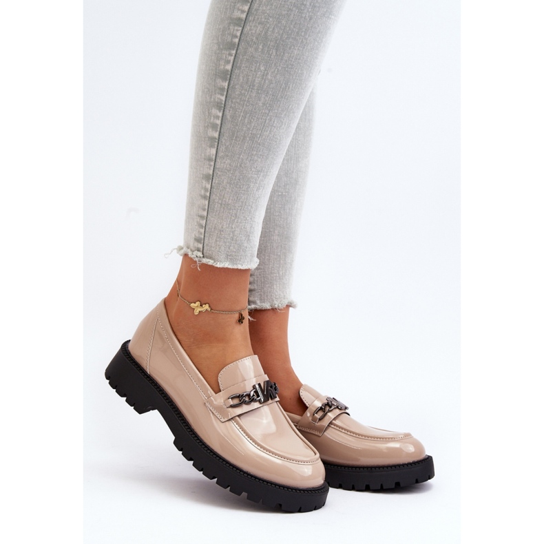Mocassins slip-on patenteados bege 1 Mocassins slip-on patenteados bege 1