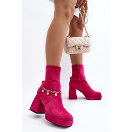 Botins de camurça com salto mais grosso, fúcsia rosa 2 Botins de camurça com salto mais grosso, fúcsia rosa 2