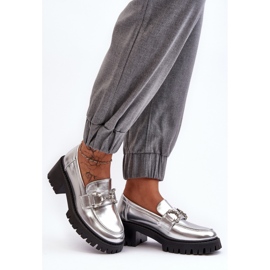 Mocassins femininos prateados prata 2