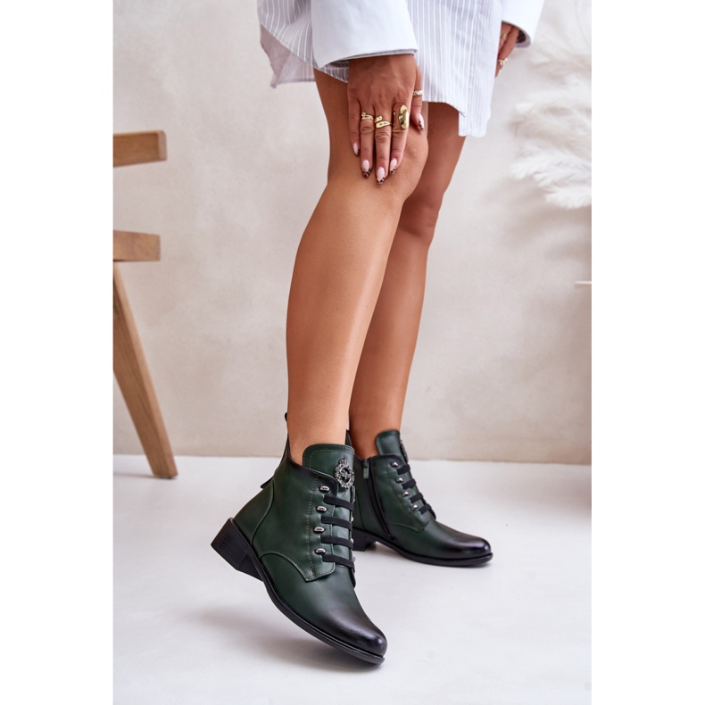 Botas isoladas femininas com decoração Jezzi ASA198-21 verde 1