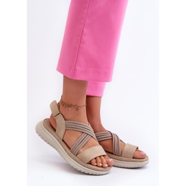 Sandálias femininas com fecho de velcro 24SD06-7057 bege 1