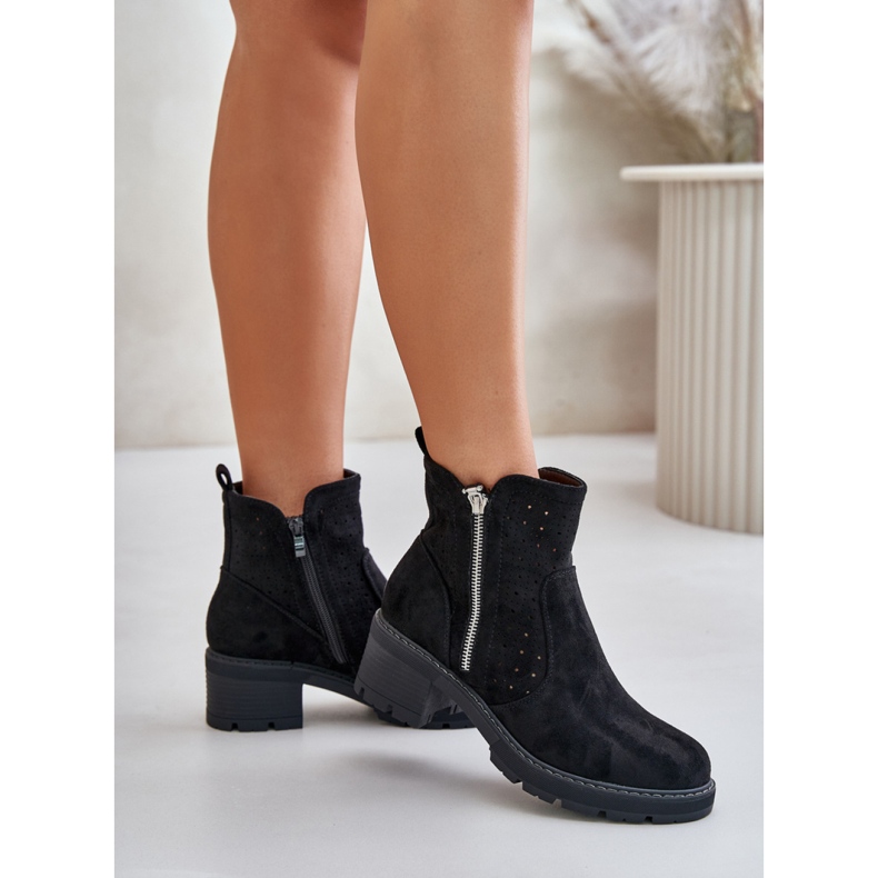 Botas femininas levemente isoladas M1537 pretas preto 1