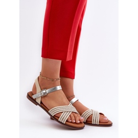 Sandálias bege S.Barski MY923 com tiras decorativas 1 Sandálias bege S.Barski MY923 com tiras decorativas 1