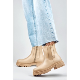 Botas Chelsea femininas 250004TA-PU bege 2