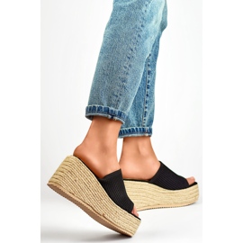 Chinelos de cunha alta 7237B preto 1