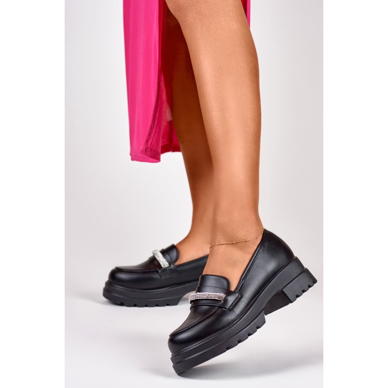 Sapatos femininos com zircônia cúbica B2732B, preto 2 Sapatos femininos com zircônia cúbica B2732B, preto 2