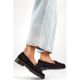 Sapatos femininos com laço 24-12369B pretos 1